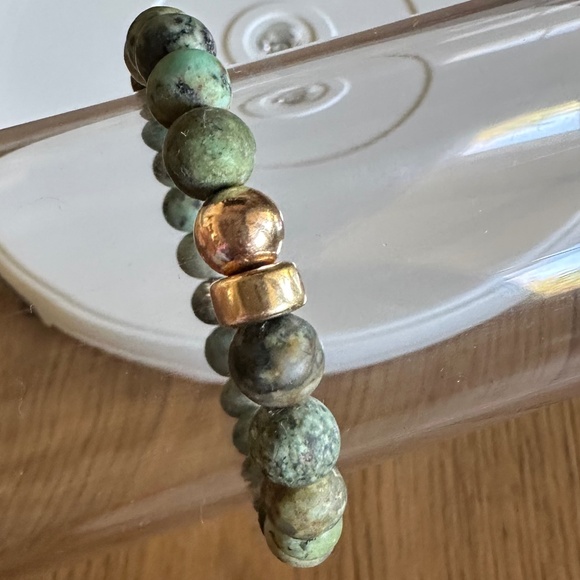 8mm Matte African Jasper Stretch Bracelet w/ 14k Gold & Rose Gold Filled Spacers - Picture 3 of 6